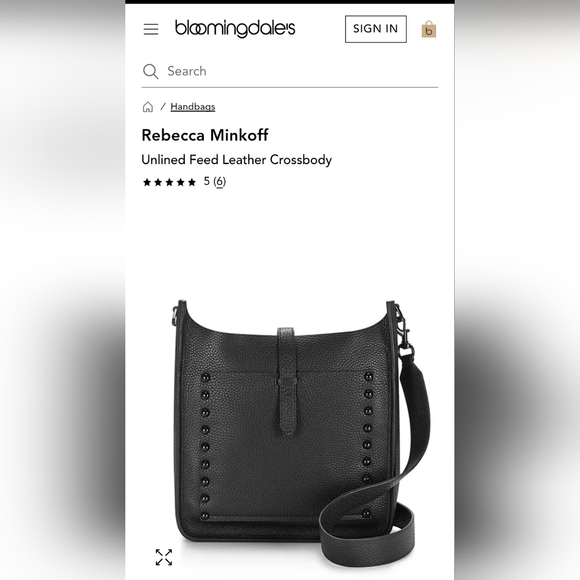 Rebecca Minkoff Unlined Feed Black Pebbled Leather Studded Slouchy Crossbody Bag - Picture 14 of 15